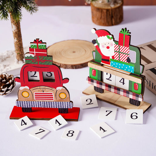 Santa's Wooden Car Advent Calendar