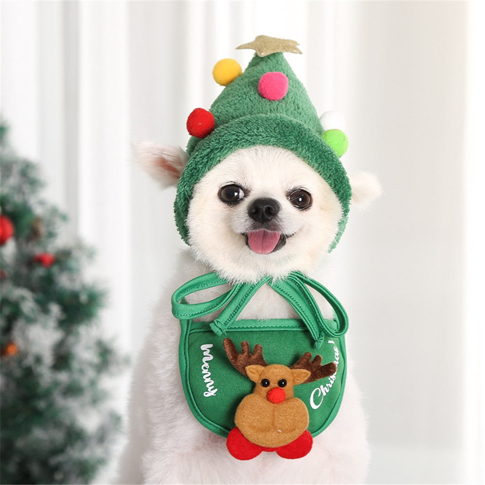 Pet Christmas Santa Bandana Set