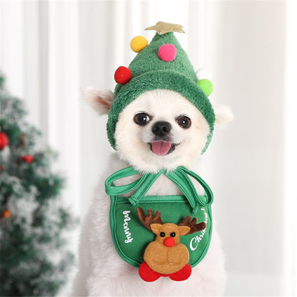 Pet Christmas Santa Bandana Set