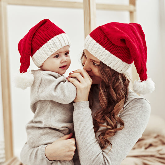 Cozy Knit Parent-Child Christmas Hats