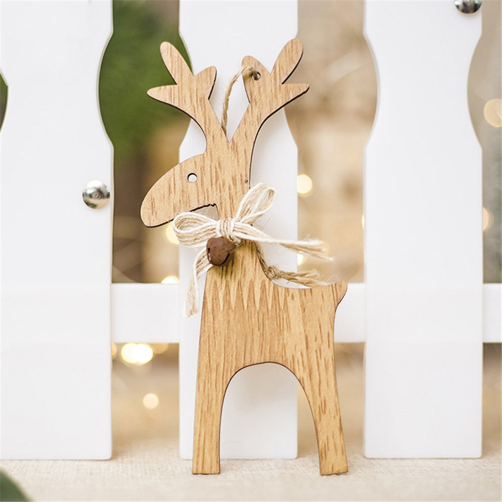 Wooden Deer Christmas Ornaments