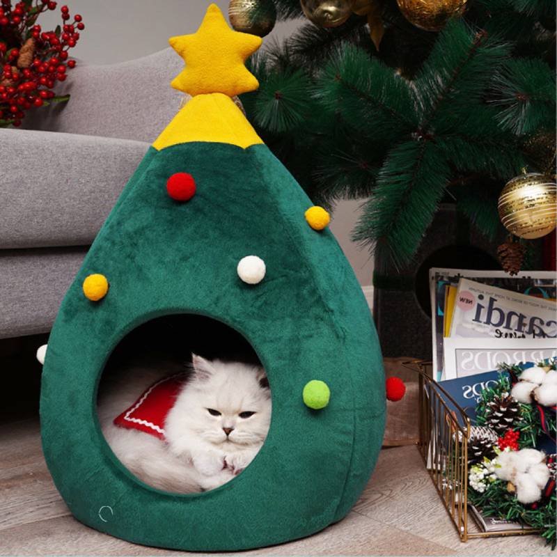 Christmas Tree Cat Dog Bed