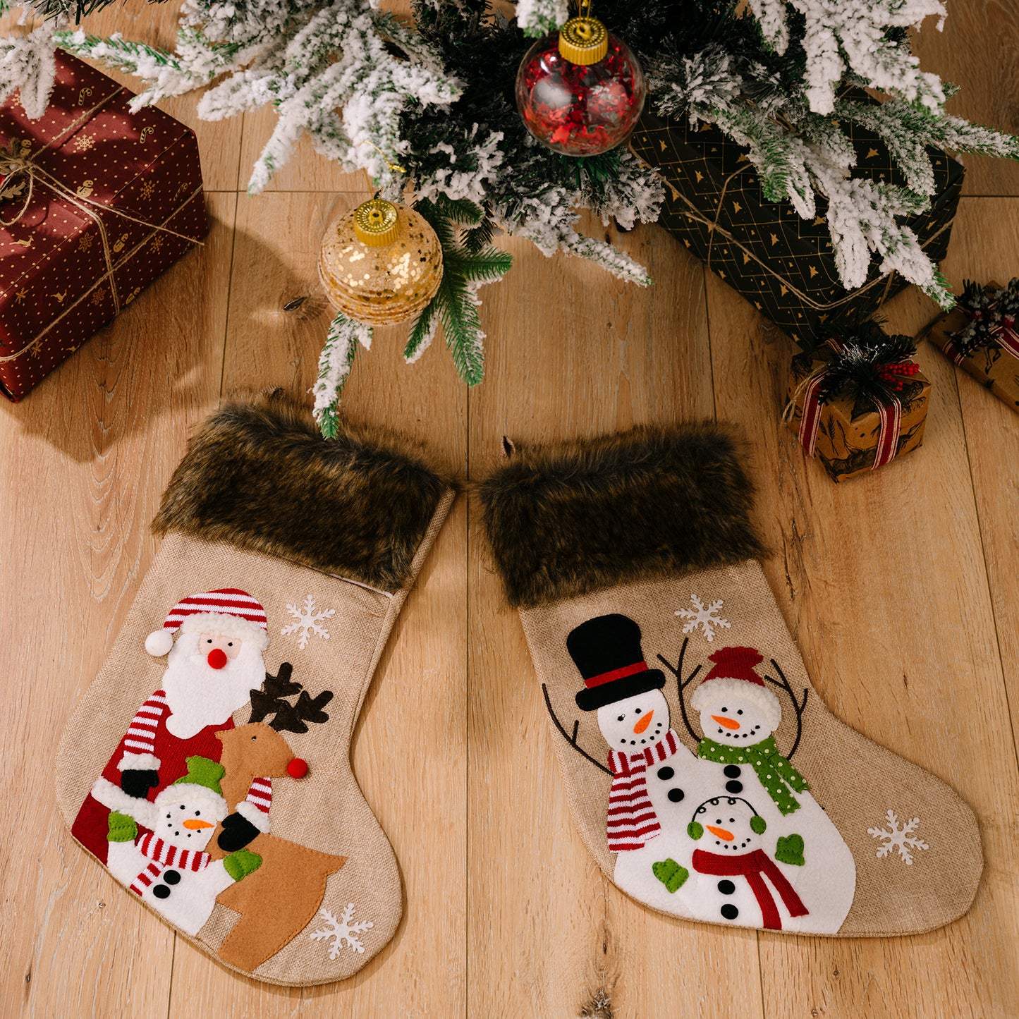 Plush Snowman Christmas Socks