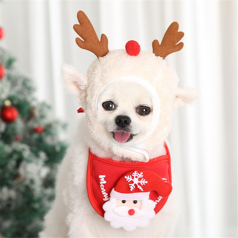 Pet Christmas Santa Bandana Set