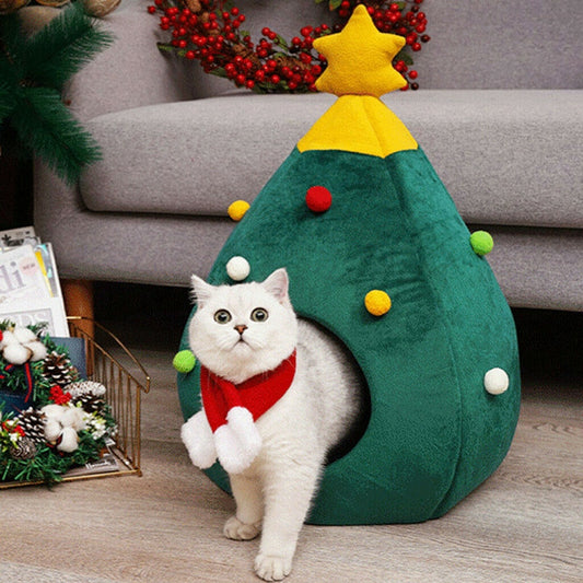 Christmas Tree Cat Dog Bed