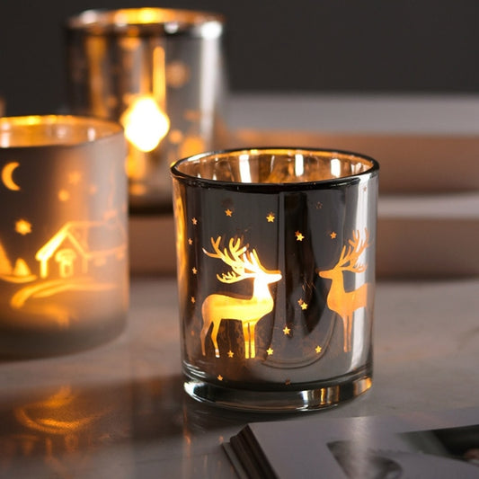 Reindeer Glass Candle Holder