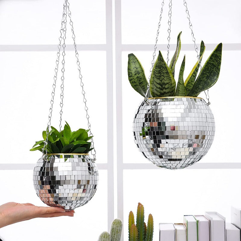 Jardinière boule disco miroir