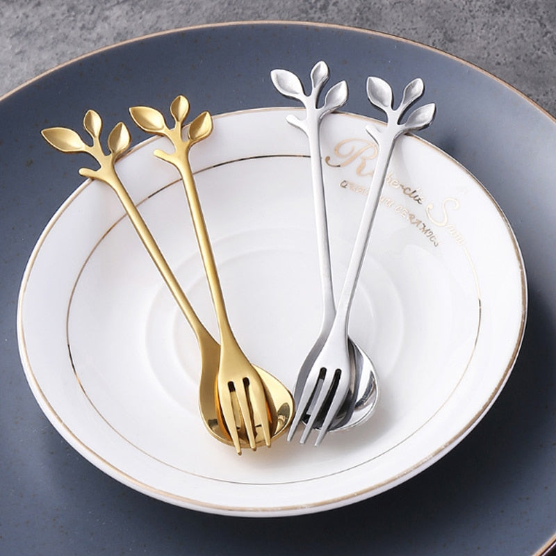 Elegant Leaf Spoon Fork