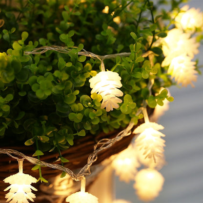 Guirnalda de luces con forma de piña de color blanco cálido