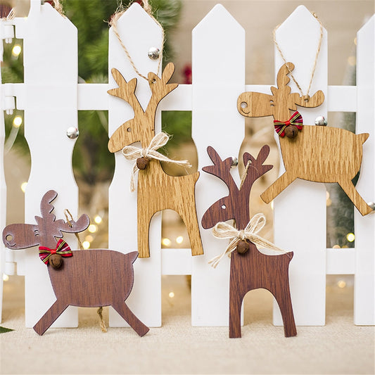 Wooden Deer Christmas Ornaments