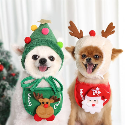 Pet Christmas Santa Bandana Set