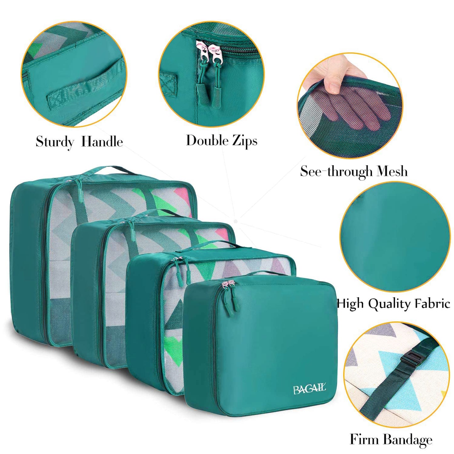 Teal Travel Packing Cubes Set - 8 Pieces