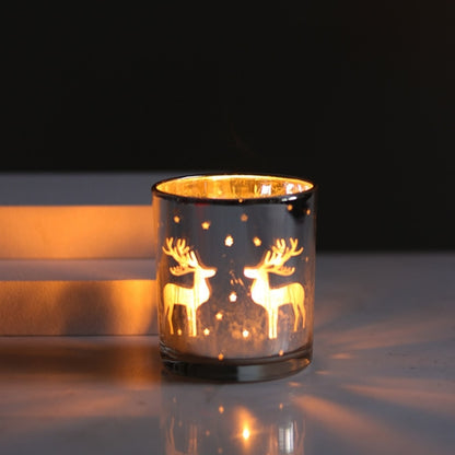 Reindeer Glass Candle Holder