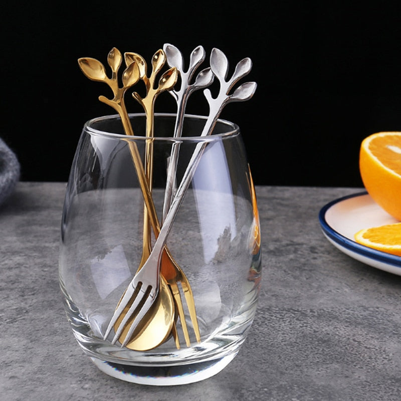 Elegant Leaf Spoon Fork