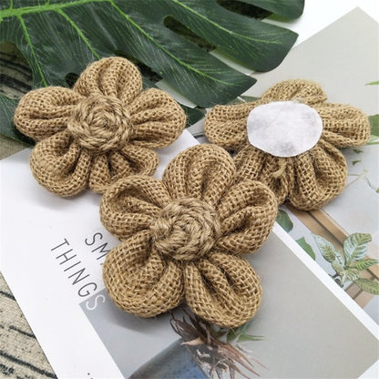 Fleur en toile de jute vintage