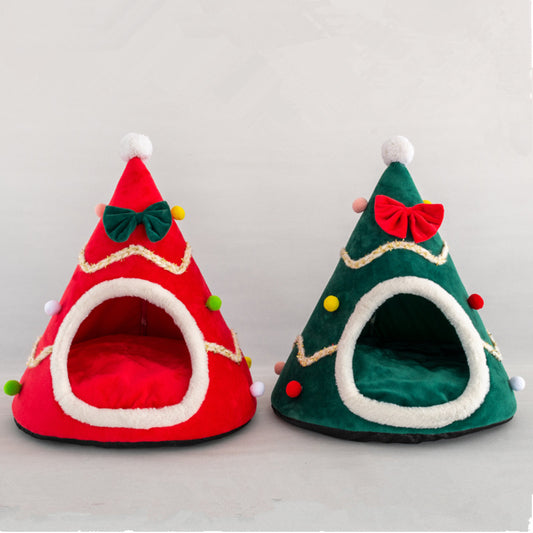 Cozy Christmas Cat Dog Tent