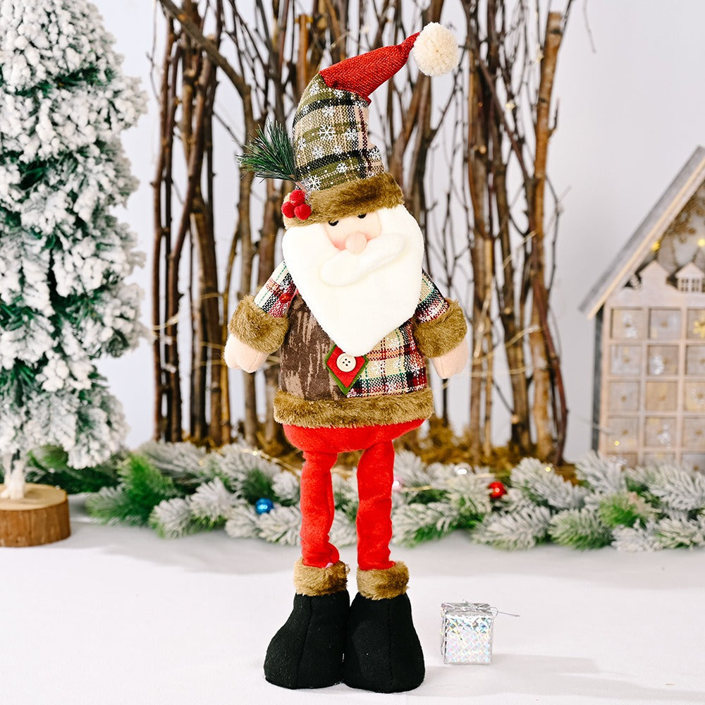 Décoration de poupée télescopique Père Noël - Bonhomme de neige - Élan