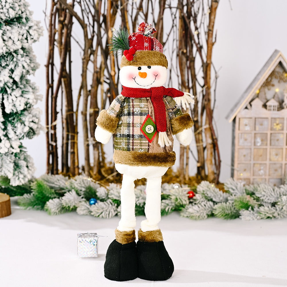 Décoration de poupée télescopique Père Noël - Bonhomme de neige - Élan