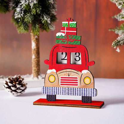 Calendario de adviento con coche de madera de Papá Noel