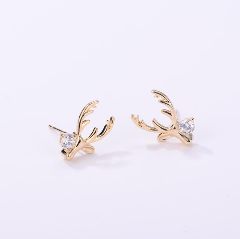 Gold Elk Christmas Earrings