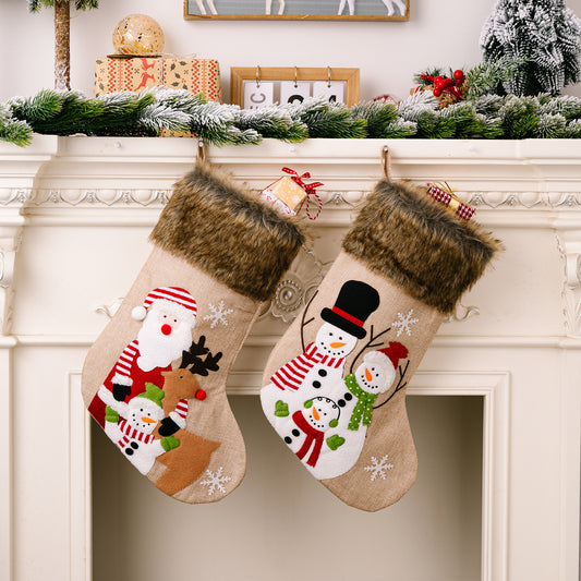 Plush Snowman Christmas Socks